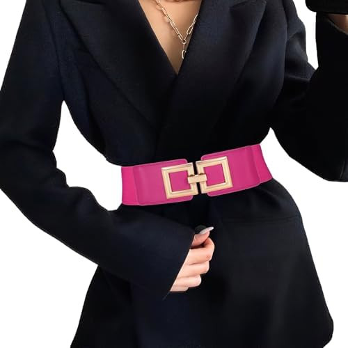 Wide Belts for Women Fashion Elastic Belt for Dresses Vintage Waist Belt Ladies Stretchy Belt Gol... | Amazon (US)