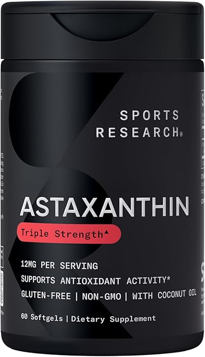 Sports Research® Triple Strength Astaxanthin 12mg w/Organic Coconut Oil - Antioxidant Supplement... | Amazon (US)