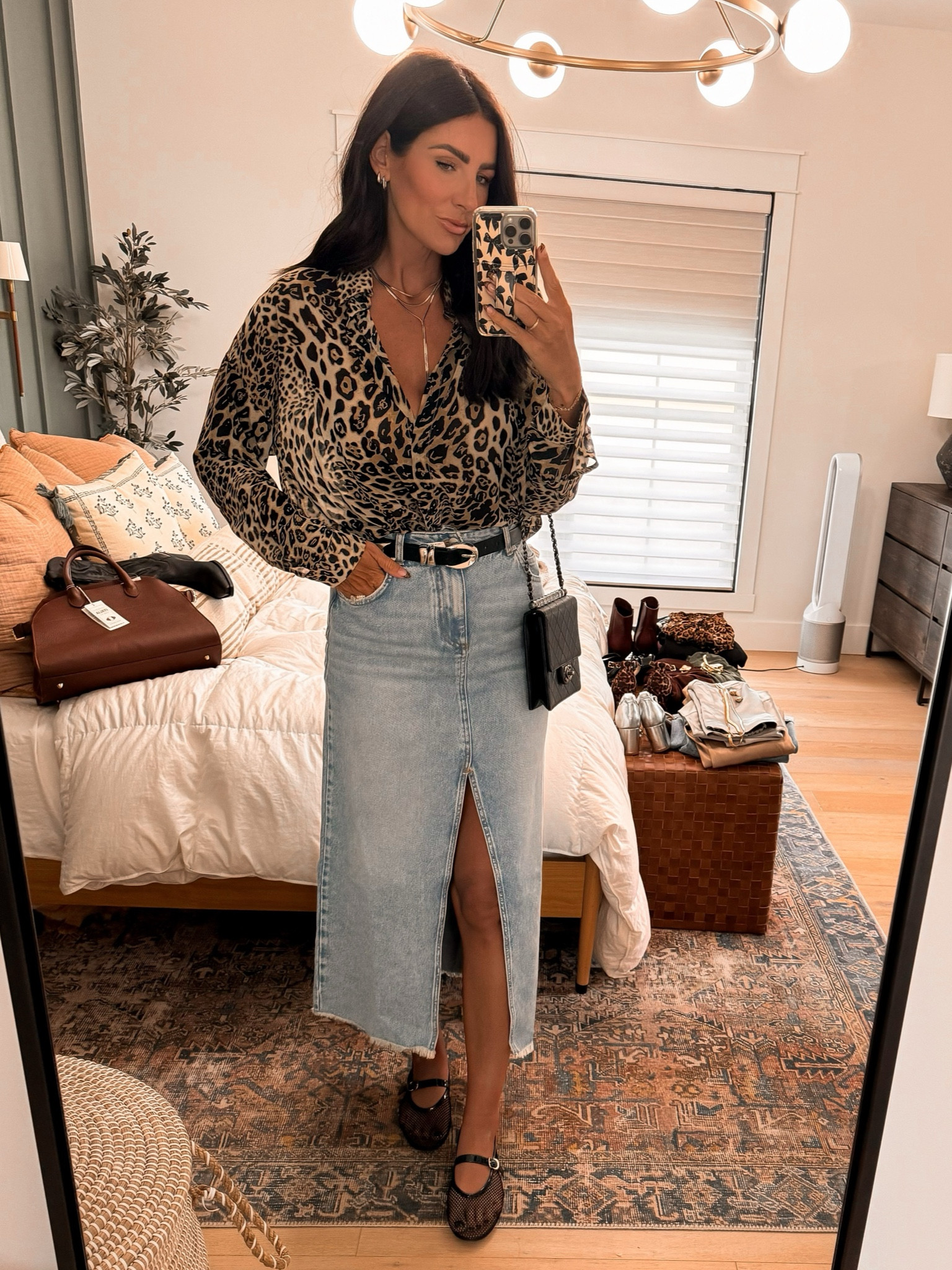 Leopard blouse | denim skirt | fall outfit | snappy casual look | mesh flats 

#LTKFindsUnder50 #LTKFindsUnder100 #LTKStyleTip