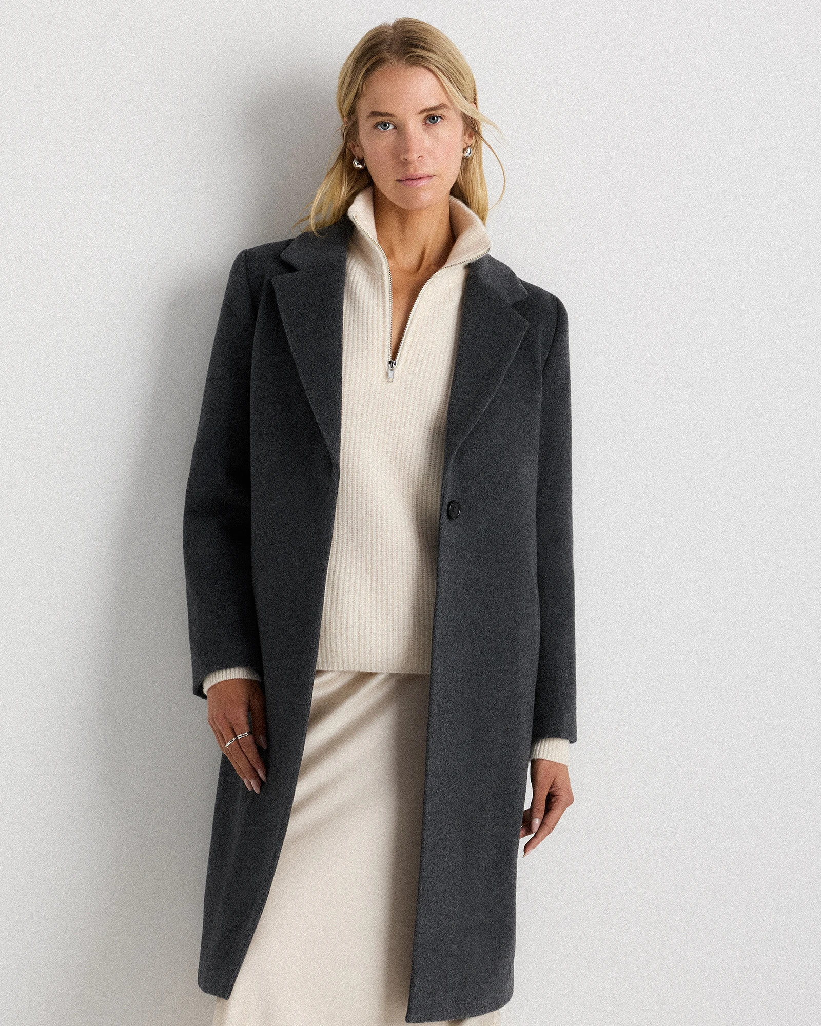Quince | Women's Wool Cashmere Classic Single-Breasted Coat in Black, Size XS | Quince