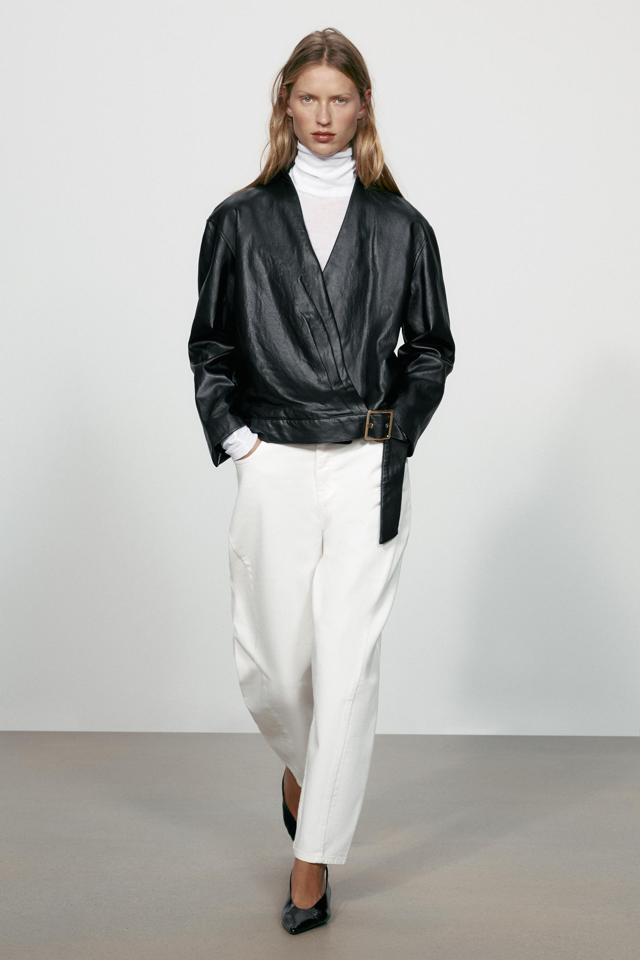FAUX LEATHER-EFFECT DOUBLE-BREASTED JACKET | Zara US