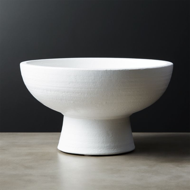 White Ceramic Pedestal Bowl + Reviews | CB2 | CB2