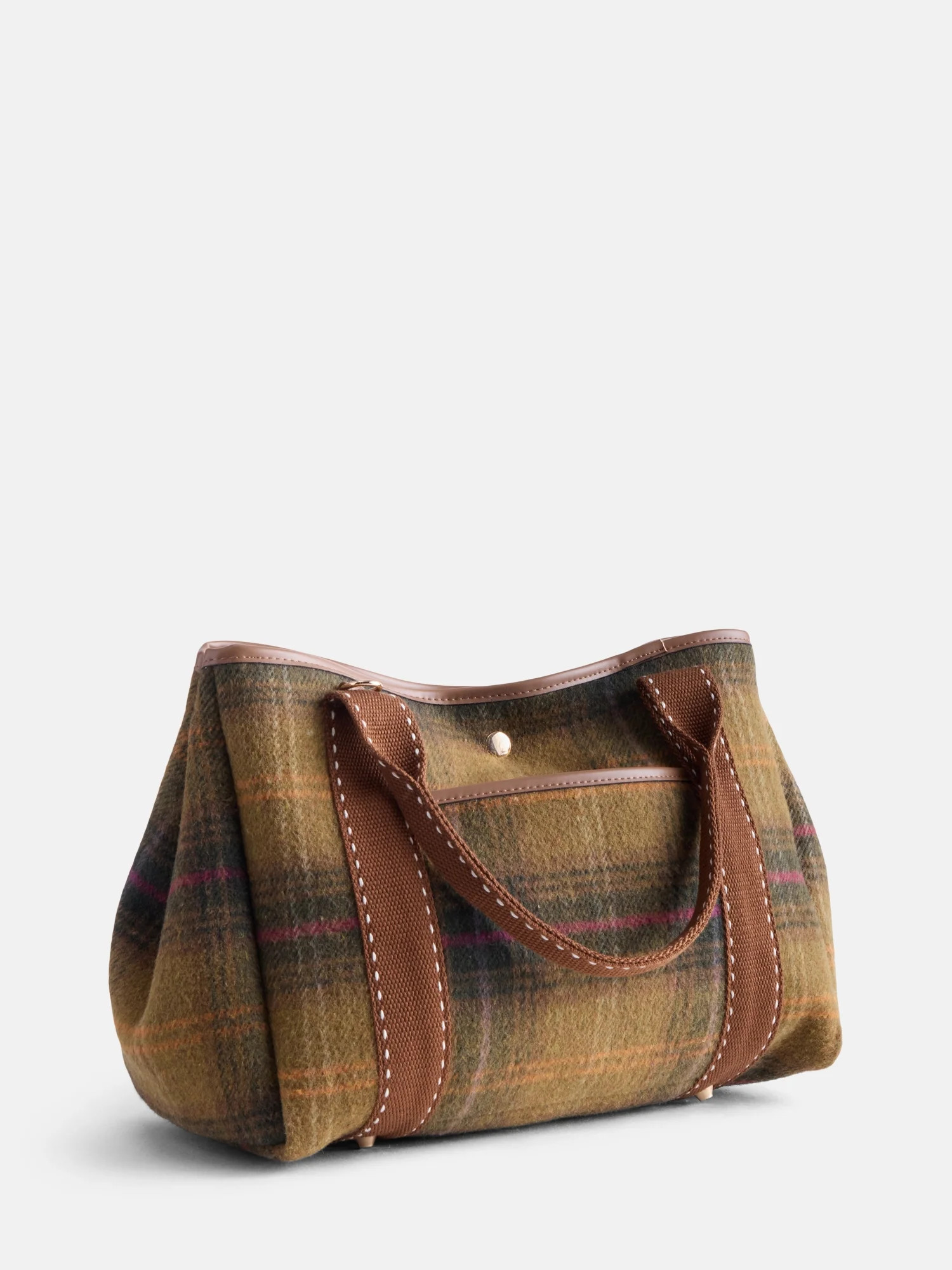 Free Assembly Women’s Plaid Medium Tote Handbag, Yellow | Walmart (US)