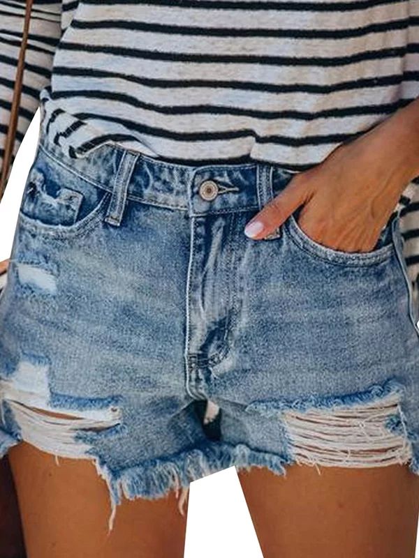 LAPA Women's Shorts Frayed Raw Hem Ripped Denim Jean Shorts | Walmart (US)