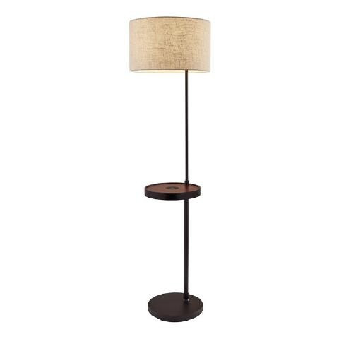 Walnut Bourne Floor Lamp with Shelf, USB and Charging Pad | World Market