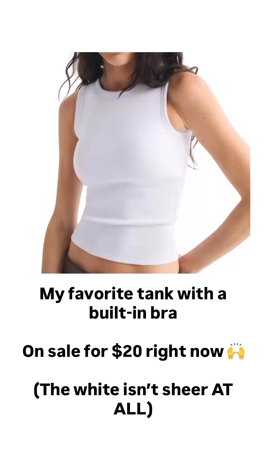 I love this tank top with built-in bra!

It’s on sale for $20 right now (and the white isn’t sheer AT ALL!)

#LTKSaleAlert #LTKSeasonal