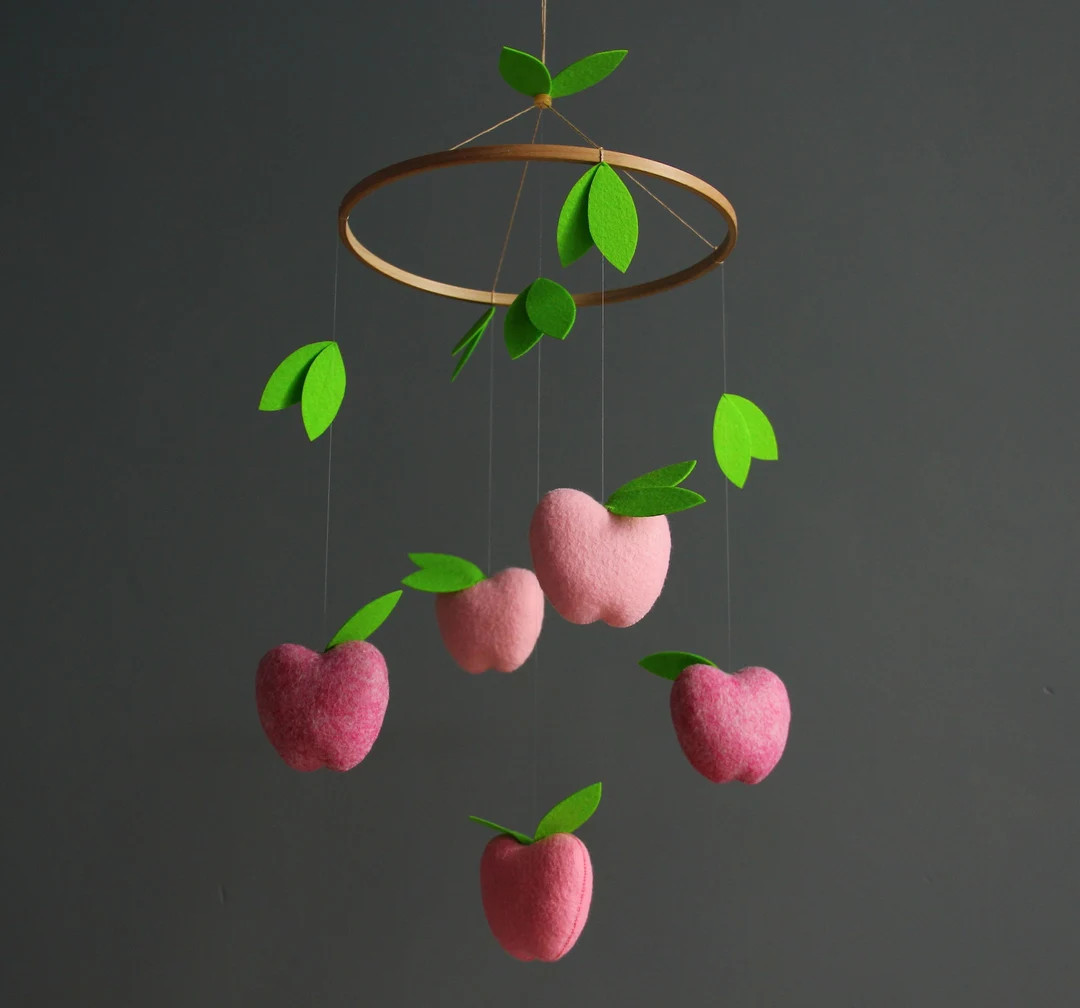 Baby mobile girl Garden nursery decor Baby girl nursery mobile Apples nursery Crib mobile girl Nu... | Etsy (US)