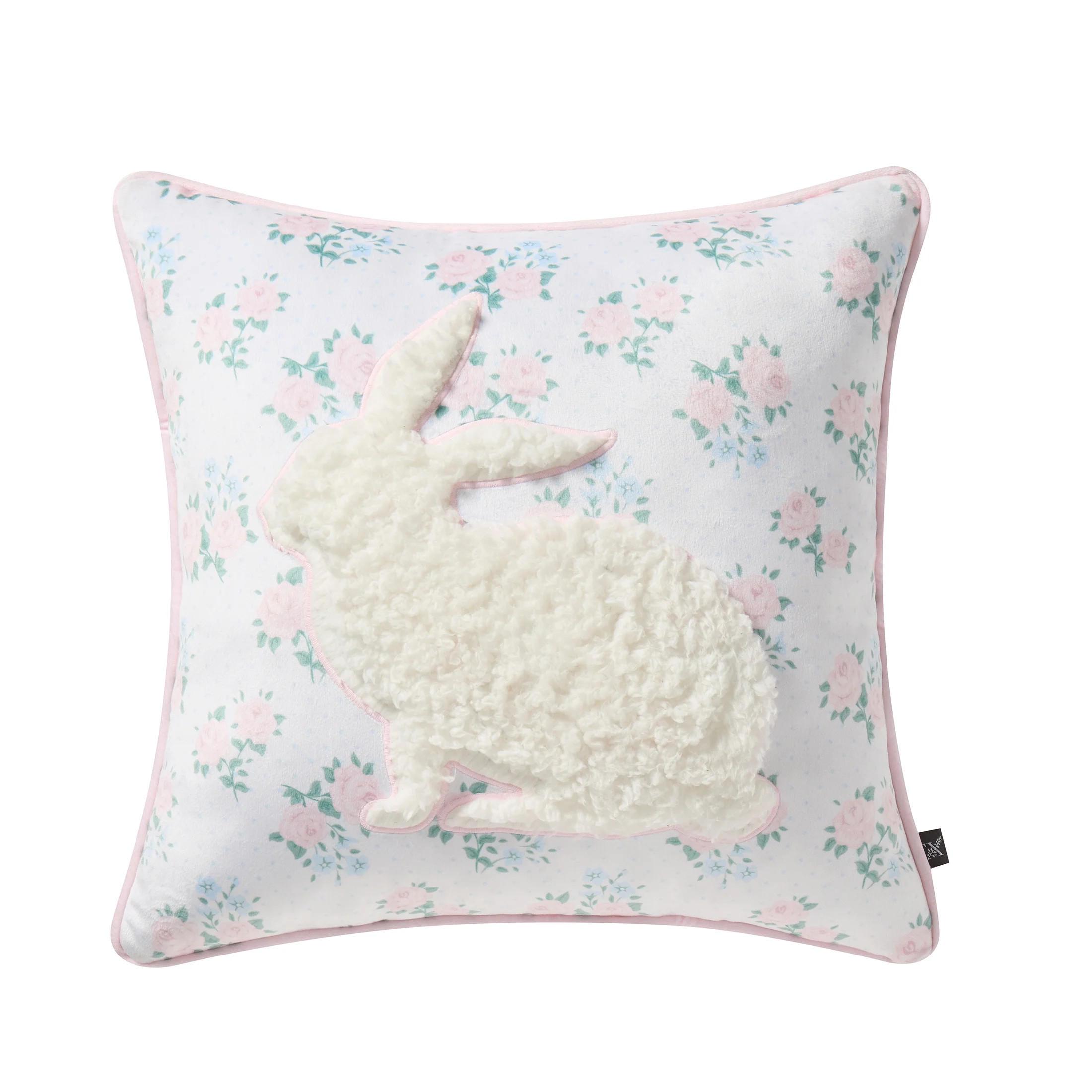 18" x 18" White/Multi Floral Bunny Decorative Pillow, by My Texas House | Walmart (US)