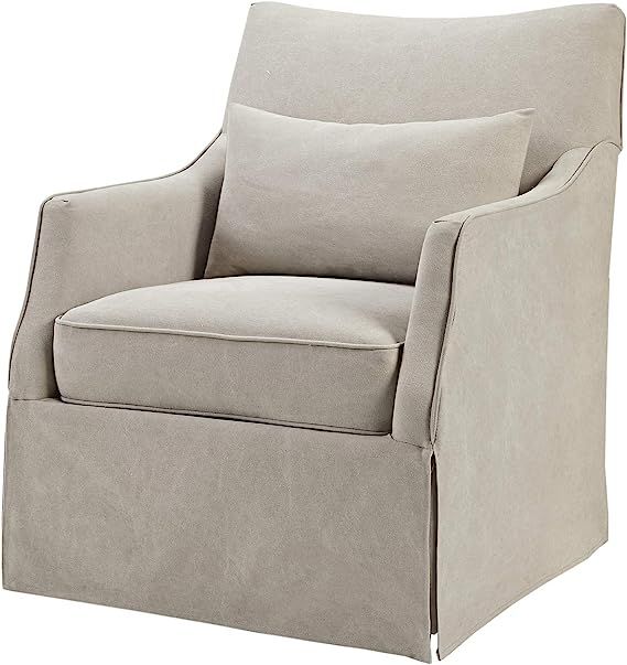 Martha Stewart London Swivel Chair - Solid Wood, Plywood, Skirted Metal Base Accent Armchair, Wit... | Amazon (US)