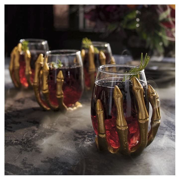 Skeleton Hand Wine Glasses, Set of Four | Grandin Road | Grandin Road