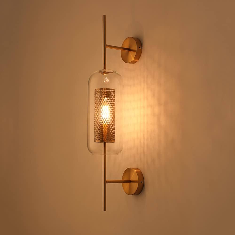 Ganeep Nordic Modern Wall Lamp Sconce Beside Bedroom Glass Ball LED E27 Wall Lights Fixtures Iron Pa | Amazon (US)