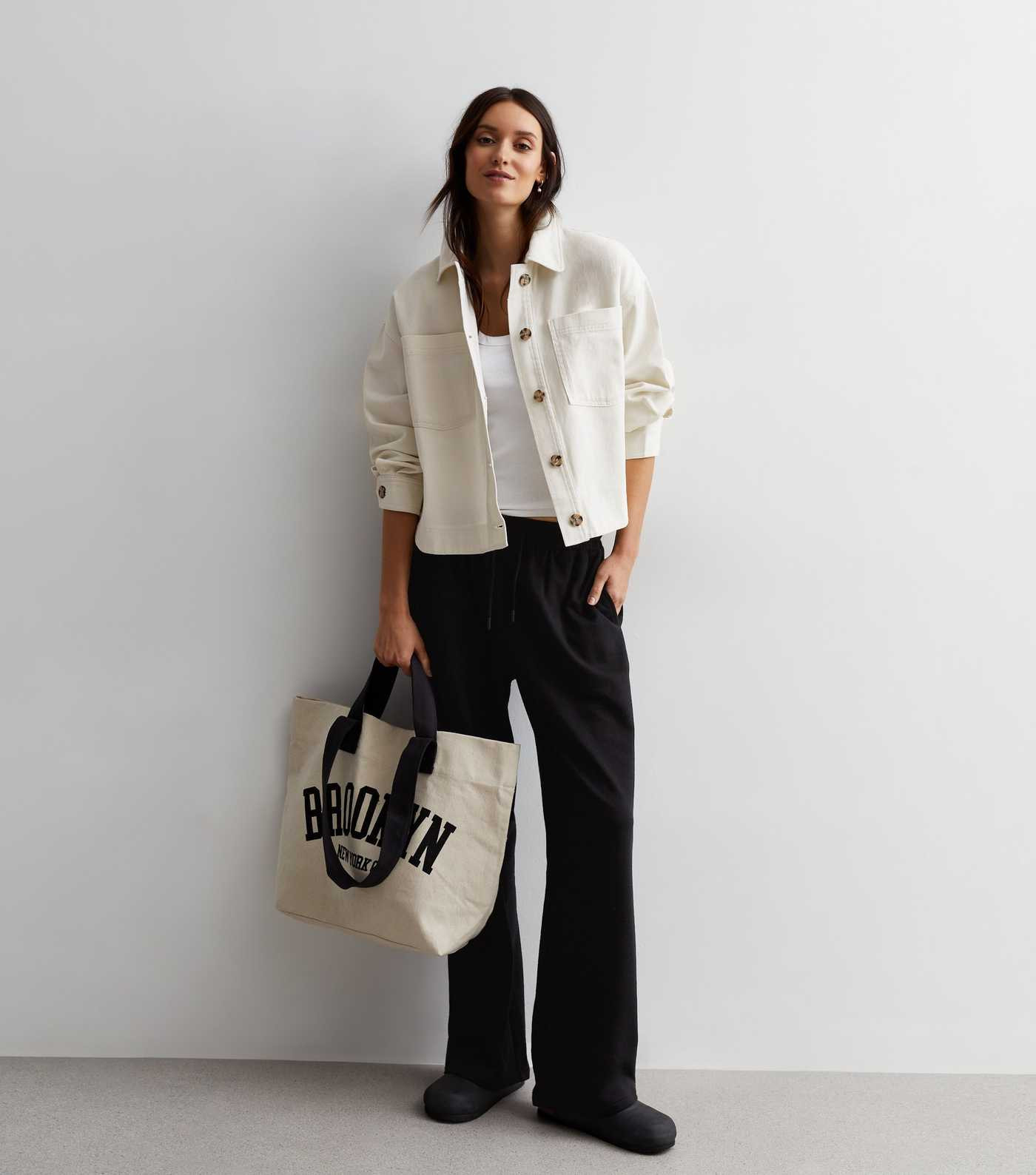 Stone Cotton Pocket Front Crop Shacket | New Look | New Look (UK)