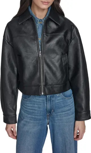 Boxy Faux Leather Bomber Jacket | Nordstrom