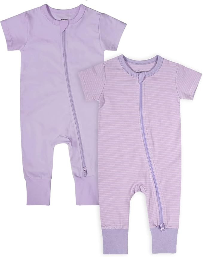 Teach Leanbh Baby Boys Girls 2-Pack Romper Jumpsuits Cotton 2 Way Zipper Short Sleeve Footless Sl... | Amazon (US)