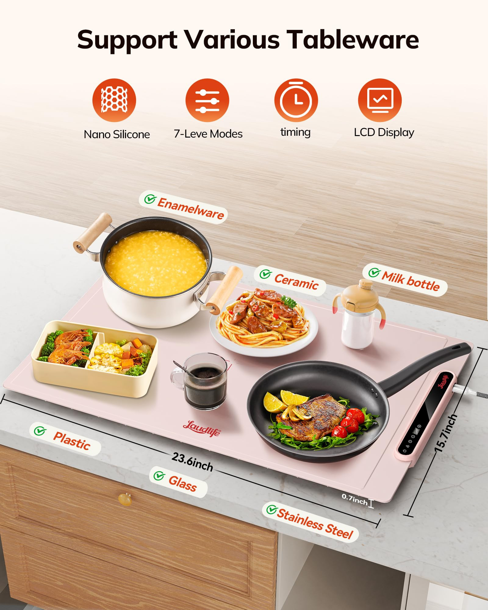 Amazon.com: Laudlife Electric Warming Mat for Food, Roll-Up Silicone Heating Pad with 7 Adjustabl... | Amazon (US)