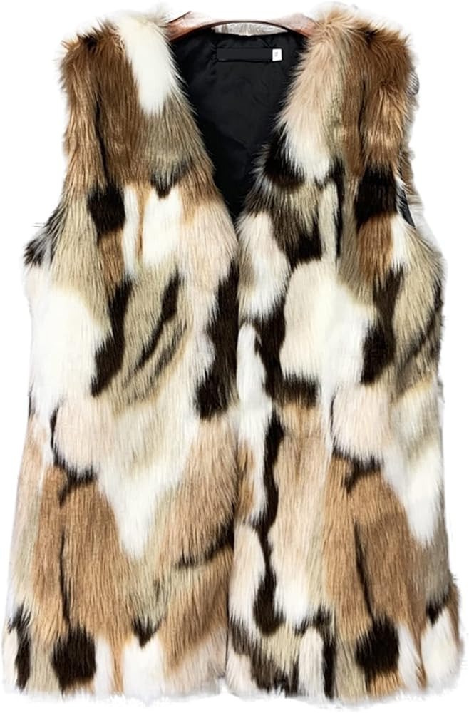 Lighterweight Womens Vest Cozy Leopard Print Vest Warm Fuzzy Faux Fur Waistcoat Jacket Outerwear | Amazon (US)