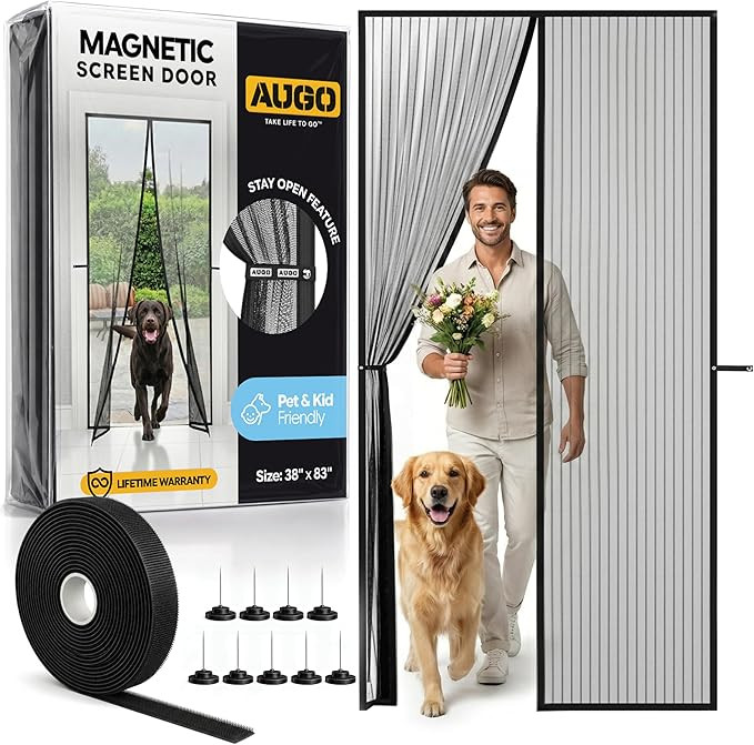 AUGO Magnetic Screen Door - Self Sealing, Heavy Duty, Hands Free Mesh Partition Keeps Bugs Out - ... | Amazon (US)
