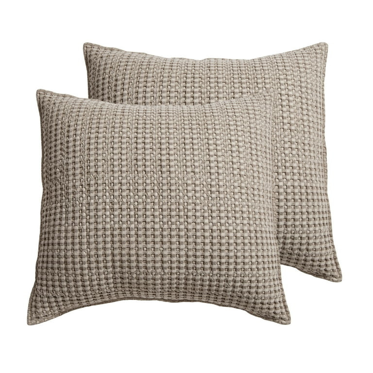 Levtex Home - Mills Waffle - Euro Sham (Set of Two) - Taupe - Sham Size (26 x 26in.) | Walmart (US)