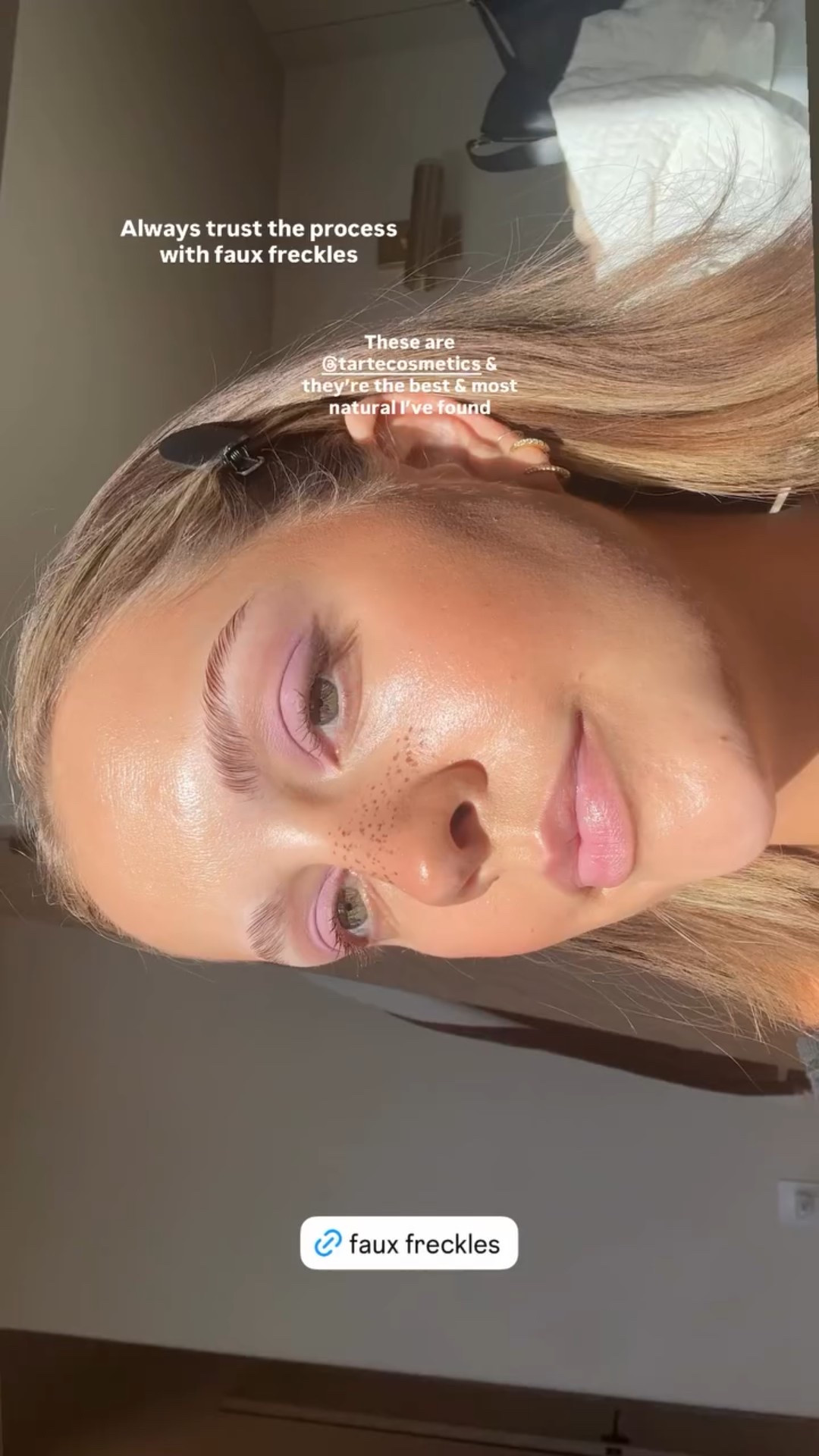 Always trust the process with faux freckles  These are @tartecosmetics & they’re the best & most natural I’ve found
