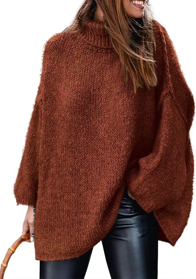 PRETTYGARDEN Women's Winter Turtleneck Oversized Sweaters Long Sleeve Chunky Knit Slouchy Pullove... | Amazon (US)