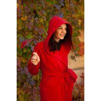 Red Coat, Cashmere Winter Retro Hooded Wool Oversize Warm Clothing, Wool Coat | Etsy (US)