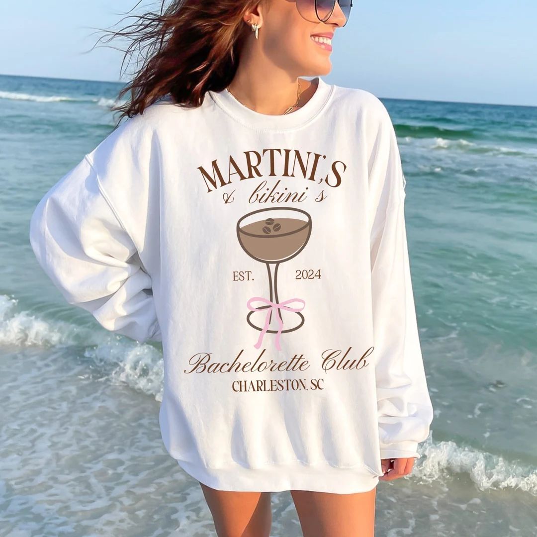 Luxury Bachelorette Merch Custom Bachelorette Party Sweatshirts Espresso Martini With Bow Social ... | Etsy (US)
