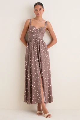 Cardamom and Ecru Polka Dot Rosette Maxi Dress | Tuckernuck (US)