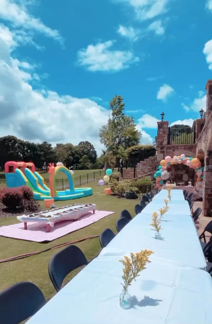 We had over 60 guests (40 adults, 20 children). We set up a picnic table for the kids and regular tables for adults. My family and I have used these tables several times now for different events. I’d love white tables and chairs, but this was all I could find at the time when I was looking. They’re quick ship and half the price of the more expensive brands. 

#LTKkids