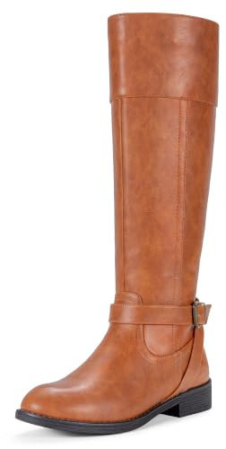 Jeossy Women's Brown Wide Calf & Width Knee High Boots, Size 9.5, 951W | Amazon (US)