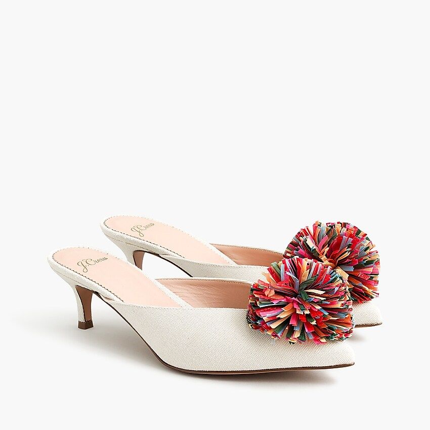 Sophia canvas pom-pom mules | J.Crew US