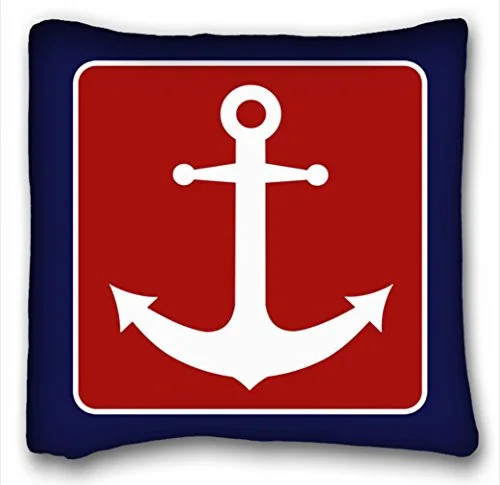 WinHome Nautical Anchor - Red White And Blue Throw Pillow Personalized Square Throw Pillow Case D... | Walmart (US)