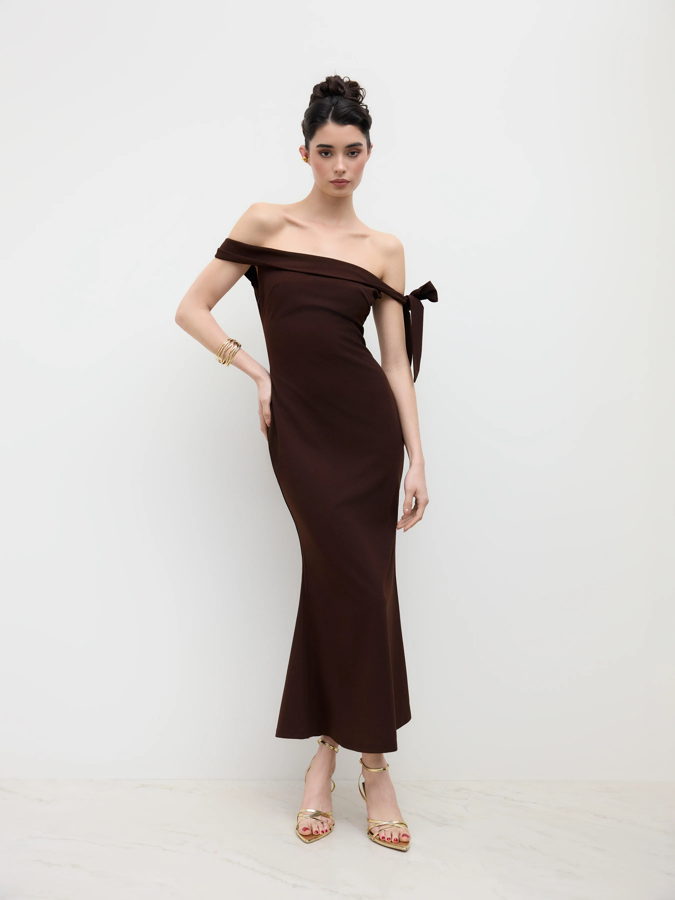 Wedding Wedding Guest Dress wedding guest wedding special occasion dresses Knit Fabric Off-should... | Cider