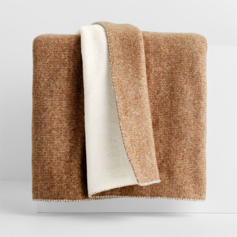Alpine Cozy Ivory and Camel Tan Reversible 70"x55" Decorative Throw Blanket + Reviews | Crate & B... | Crate & Barrel