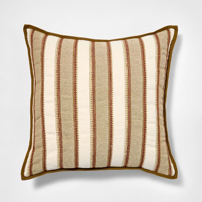 Burgundy olive and cream vertical stripe pillow - 20x20 - Threshold designed with Studio McGee | Target