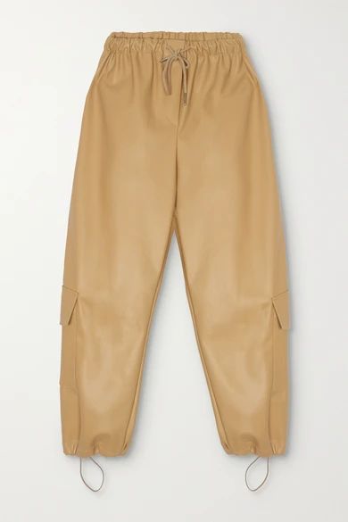 Frankie Shop - Yoyo Faux Leather Tapered Pants - Tan | NET-A-PORTER (US)