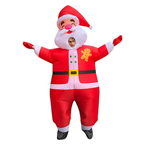 MROMT Big Head Inflatable Santa Claus Costume for men Xmas Santa Suit Blow Up Costume Adult Funny Christmas Suit | Amazon (US)