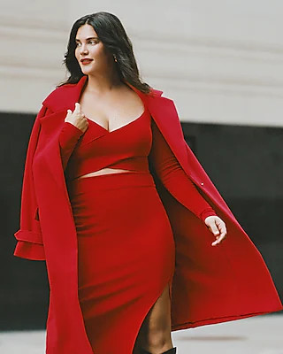 Body Contour Side Slit Midi Sweater Pencil Skirt | Express