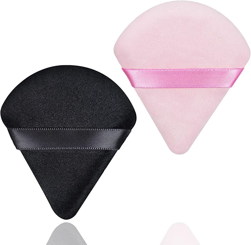 2 Pcs Triangle Powder Puff for Face Powder Soft Triangle Velour Makeup Powder Puffs for Setting L... | Amazon (US)