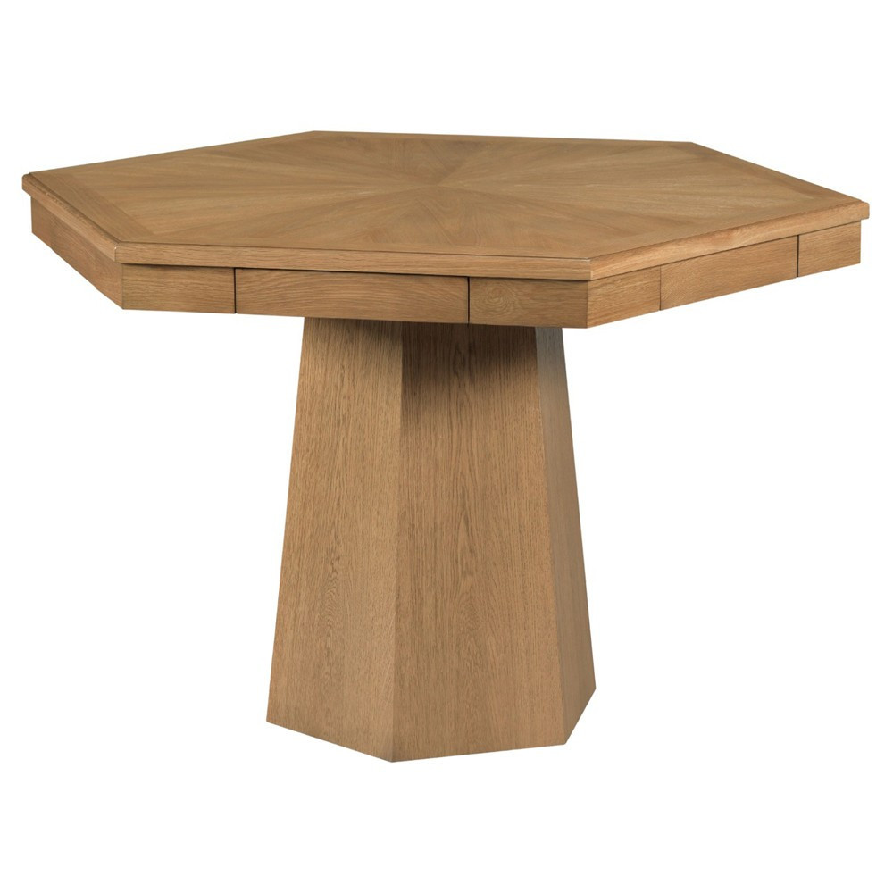 Charlie Modern Classic Brown Oak Hexagonal Game Table | Kathy Kuo Home
