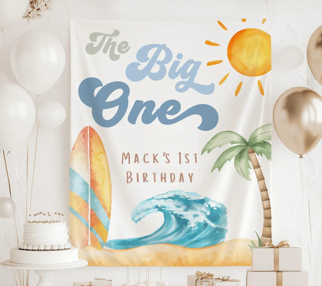 The Big ONE First Birthday Decorations, the Big One Birthday Banner, Big Wave Backdrop, Surf 1st ... | Etsy (US)