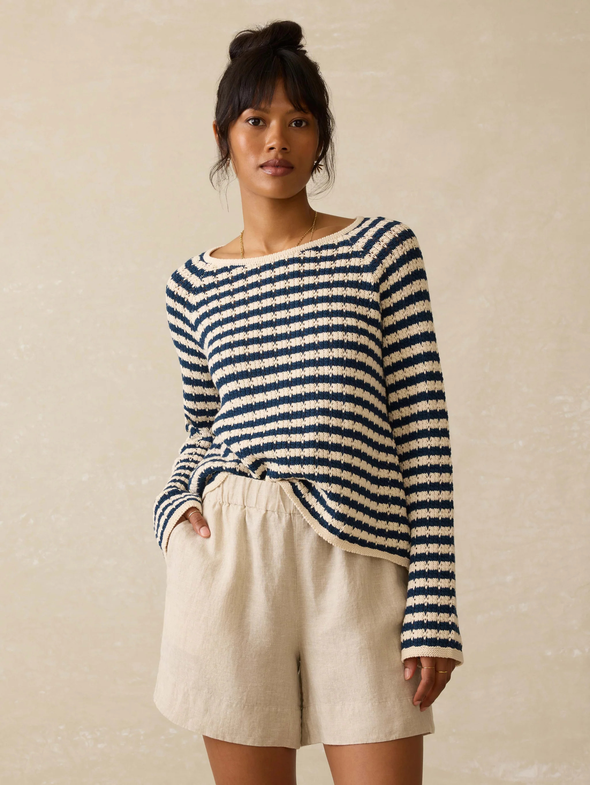 Seacoast Crochet Crew - Nice Navy | Faherty