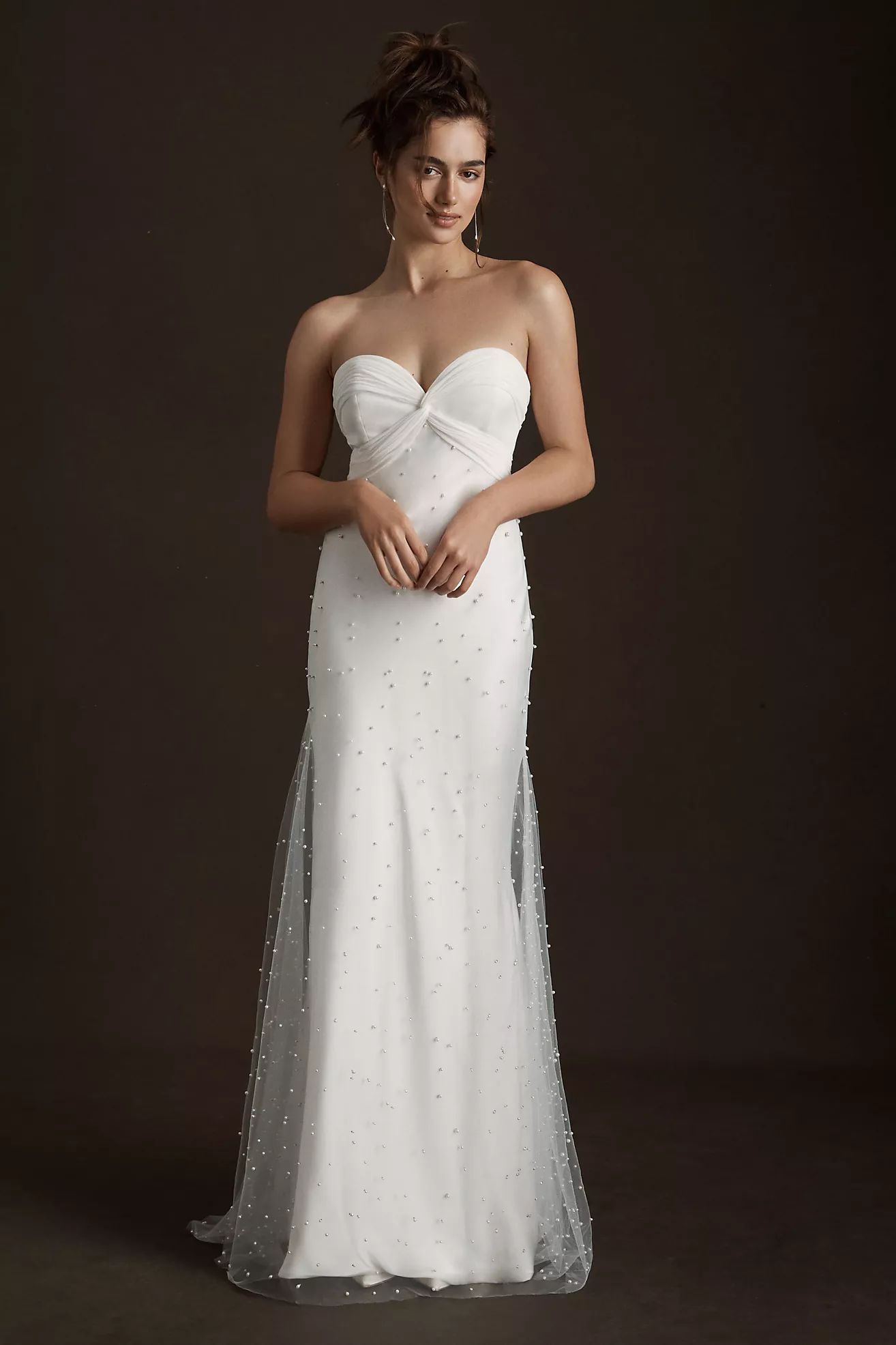 Savannah Miller Angeline Strapless Pearl Overlay Wedding Gown | Anthropologie (US)