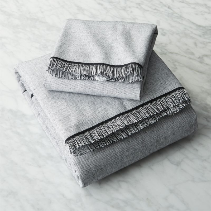 Chambray Black and White Bath Towels | CB2 | CB2