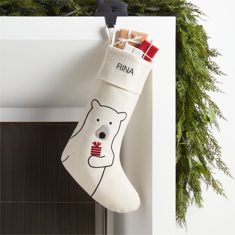 Arctic Friend Polar Bear Christmas Stocking by Joan Anderson + Reviews | Crate & Barrel | Crate & Barrel