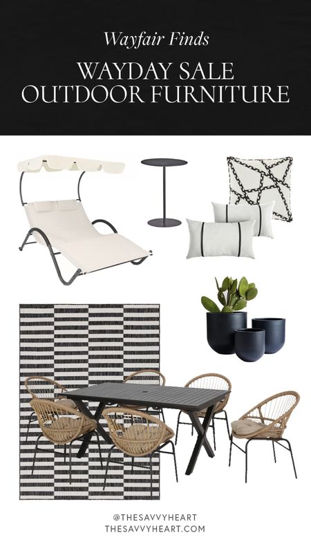 Black and white contemporary and modern outdoor furniture and home decor all from Wayfair. #Wayday 