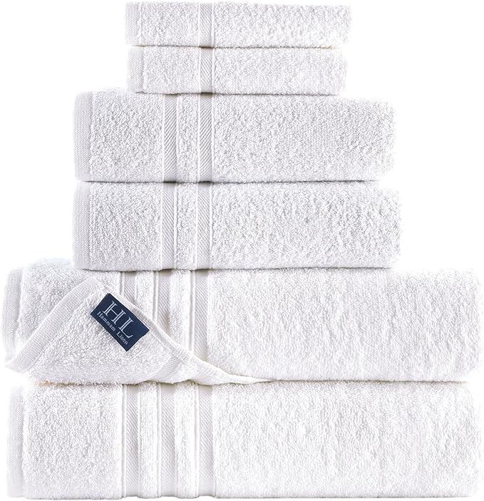 Hammam Linen White Bath Towels Set 6-Piece Original Turkish Cotton Soft, Absorbent and Premium To... | Amazon (US)