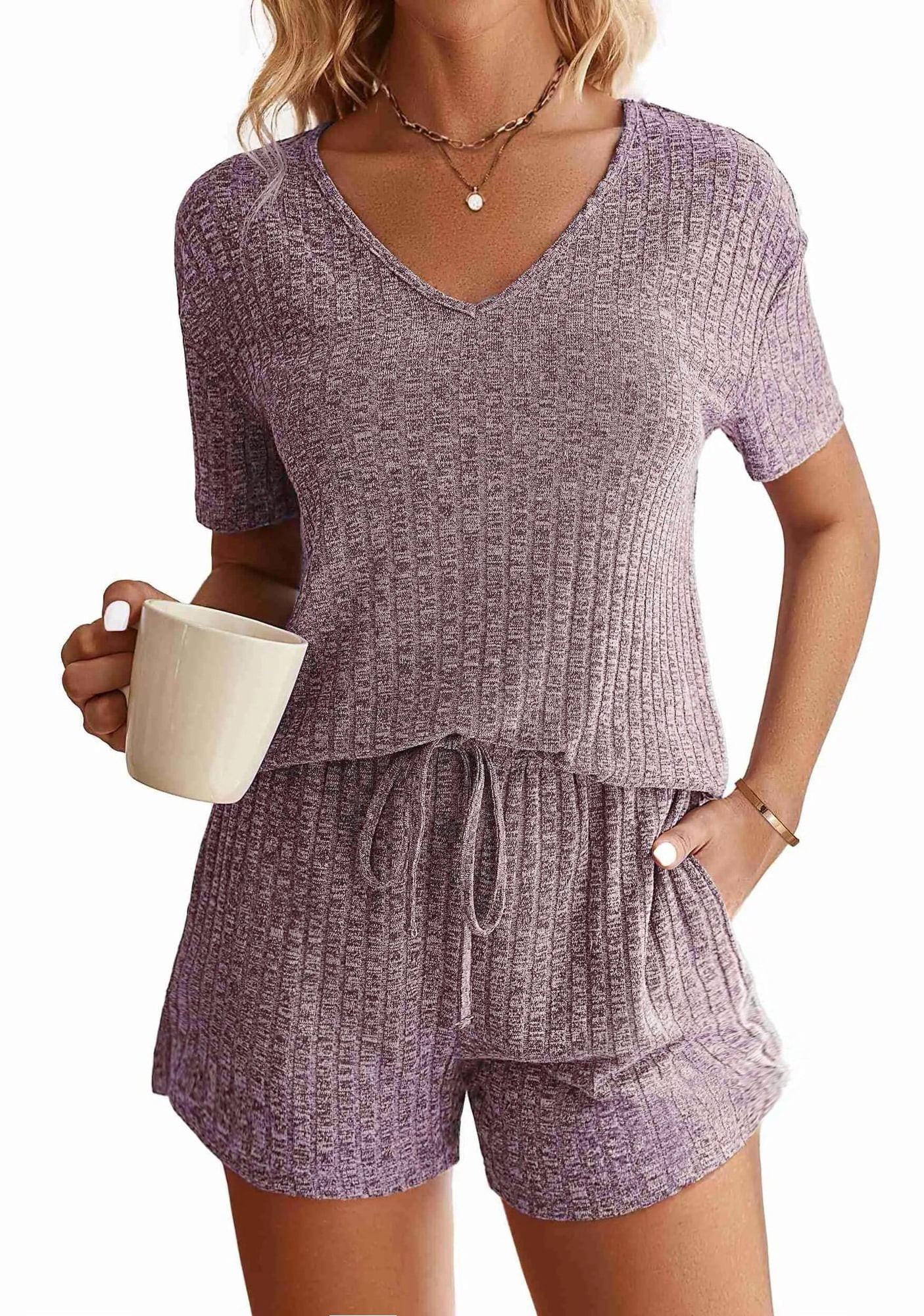 Fantaslook 2 Piece Sets Summer Pajamas Womens Tops and Shorts Sleepwear Outfits Lounge Sets Casua... | Walmart (US)