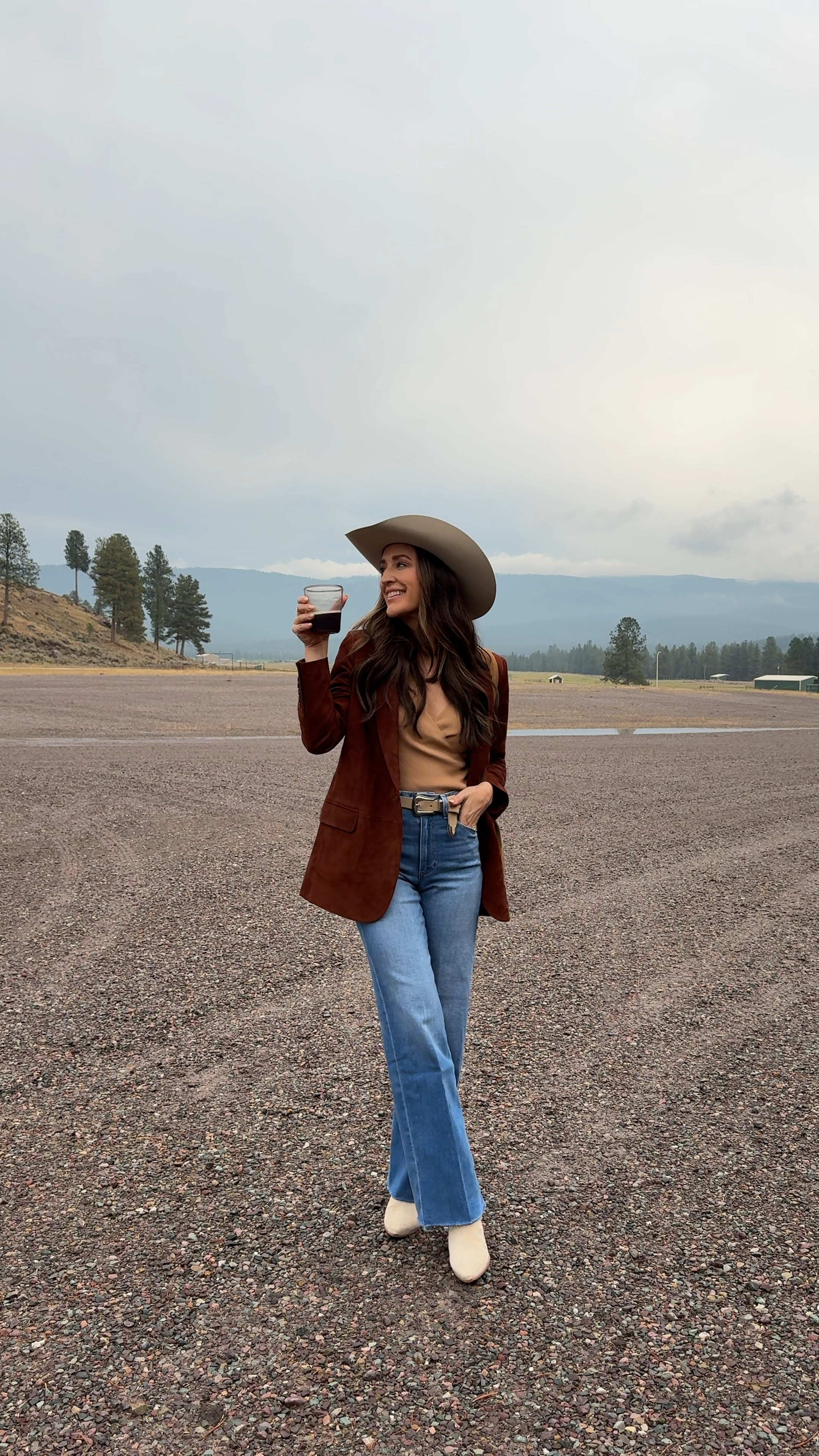 Montana western outfit featuring the most stunning suede blazer you’ve ever seen! Size down (I’m wearing a 00). Cowgirl, work wear, fall style 

#LTKFallSale 

#LTKWorkwear #LTKVideo