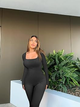 OQQ Women Yoga Jumpsuits Workout Ribbed Long Sleeve Sport Jumpsuits | Amazon (US)