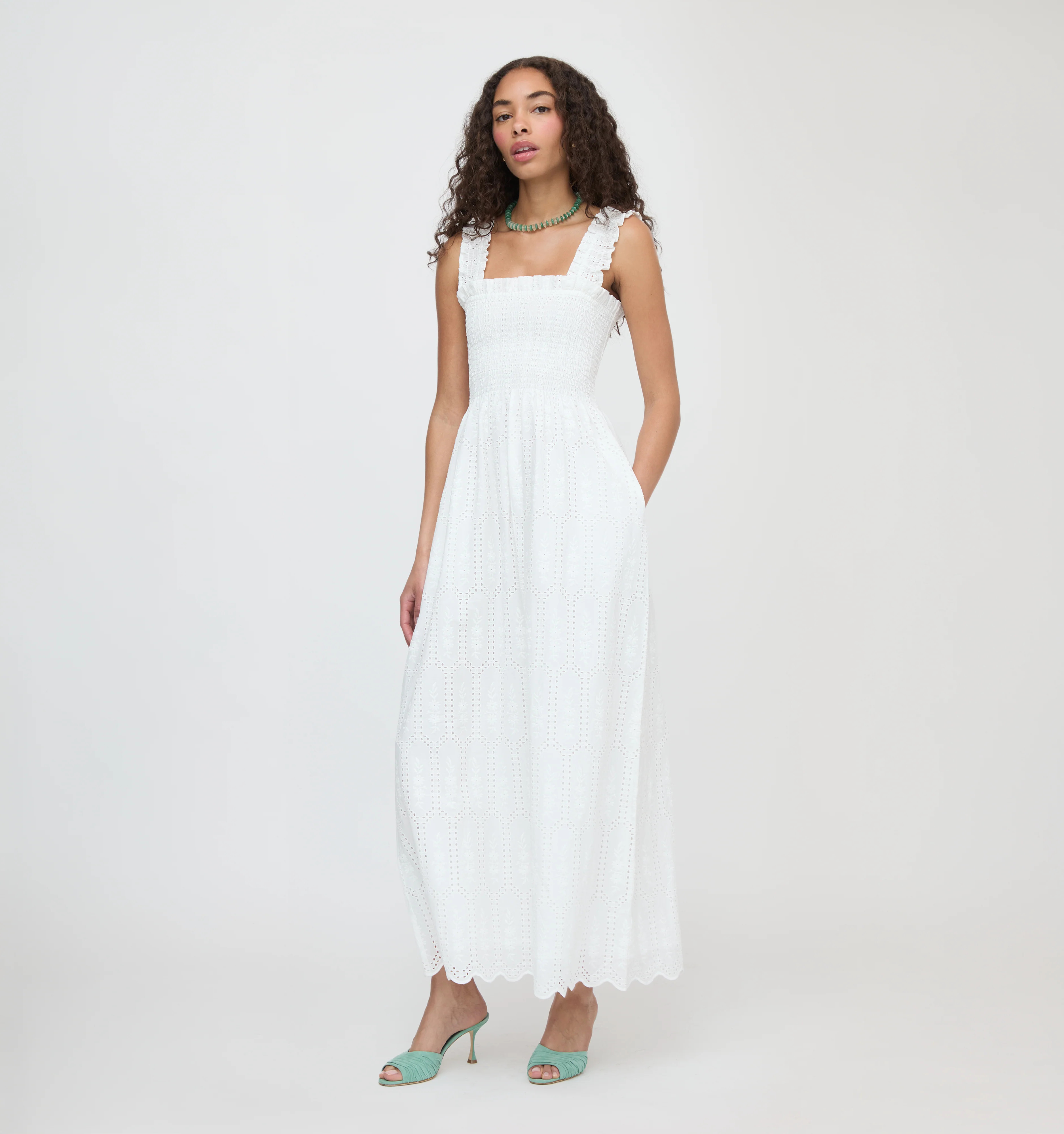 The Ashlyn Nap Dress | White Trellis Broderie / XXXS | ® | Hill House Home Smocked Dress | Hill House Home US